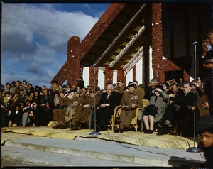 Sir Bernard Montgomery at Tamatekapua Meeting House, Ohinemutu