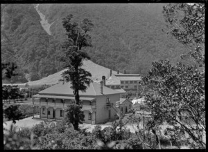 View of a hotel and power-plant at Otira
