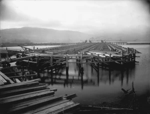 Graving dock under construction, Wellington harbour