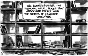 Evans, Malcolm Paul, 1945- :The bookshop after the removal of all books that associate people with the deaths of innocent children. 4 July 2011