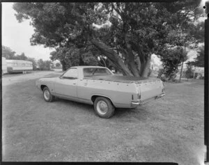 Ford Falcon ute parked in caravan park