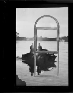 Boat seen through window