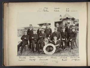 Crew of the ship Nimrod posing in a garden