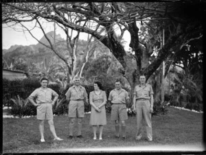 RNZAF crew in hospital grounds, Rarotonga