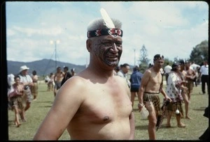 Koroua kapa haka member at Queen Elizabeth II's visit to Waitangi