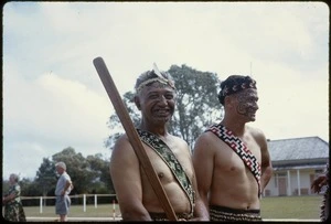Koroua and taitāhake kapa haka members at Queen Elizabeth II's visit to Waitangi