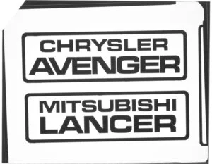 `Chrysler Avenger' and `Mitsubishi Lancer' number plate logos