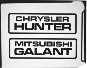 `Chrysler Hunter' and `Mitsubishi Galant' number plate logos