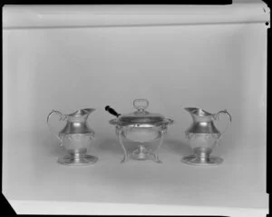 Silver jugs and pot
