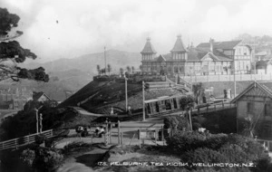 View of the tea kiosk at the top of the cable car line, Kelburn, Wellington