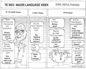 Brockie, Robert Ellison, 1932- :Te Reo Maori Language Week- Some useful phrases. National Business Review, 1 August, 2003.