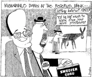 Brockie, Robert Ellison 1932-:Meanwhile down at the Reserve Bank... National Business Review, 2 March 2001.
