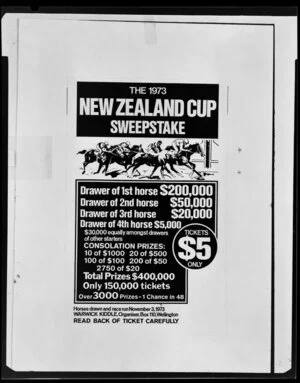 Ticket for NZ cup sweepstake