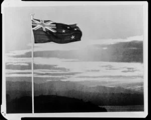New Zealand Flag and Landscape