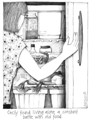 'Cecily found living alone a constant battle with old food'. May, 2008