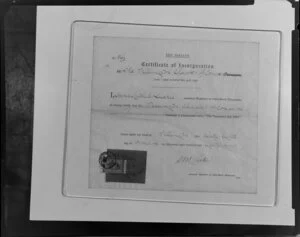 Certificate of Incorporation 1884