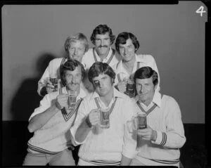 Cricket players drinking beer