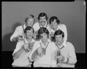 Cricket players drinking beer