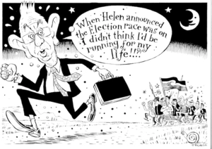 "When Helen announced the election race was on I didn't think I'd be running for my life!!?.." 19 September, 2008