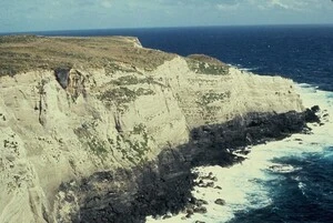 Cliffs of white Sandy Bay tephra