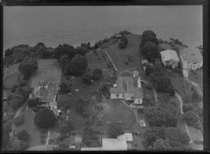 Ralph Hunter residence, possibly the one with the turret centre left, Bayswater, Auckland