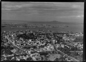 City, harbour and Rangitoto Island, Auckland