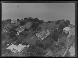 Ralph Hunter residence, possibly the one with the turret in the centre, Bayswater, Auckland