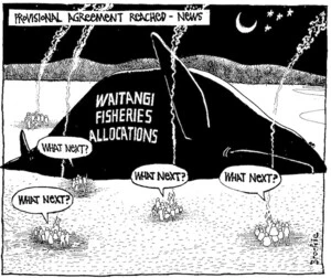 Brockie, Robert Ellison, 1932- :Provisional Agreement Reached - News. Waitangi Fisheries Allocations. National Business Review. 25 October 2002.