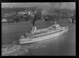 The passenger ship Canberra on Waitemata Harbour, Auckland