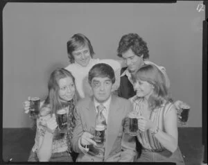 Actors drinking Lion Beer