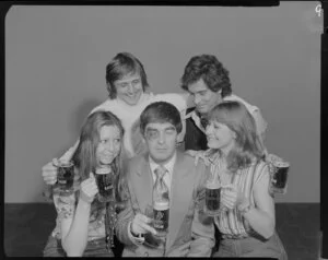 Actors drinking Lion Beer