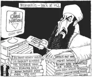 Brockie, Robert Ellison 1932-: Meanwhile - back at HQ. al Qaed Nation. CIA's sexiest security videos. U.S. Embassy Bloopers. The Invisible man. Men behaving Badly. Homer Simpson's Jihad. Kabul - Spin City. America's most wanted... London's Burning... Binny Does Manhatten. Air Force One. United Travel Getaway Jalalabad. Jeremy Clarkson's extreme Mulahs. ...Xtian Bad Girls. National Business Review 12 October 2001.