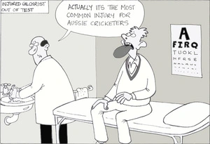 Injured Gilchrist out of match. "Actually it's the most common injury for Aussie cricketers." 10 January, 2008