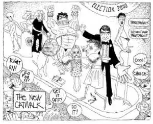 Brockie, Robert Ellison 1932- :The new catwalk. Election 2002. National Business Review. 13 June, 2002.