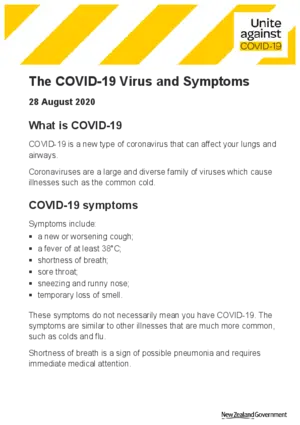 The COVID-19 virus and symptoms.
