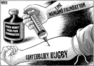 Canterbury rugby. Mainland/line Foundation. Pokie money from poor communities. 8 January, 2008