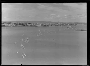 Waitemata Harbour, with a flotilla of yachts, as the 'Royal Regatta'