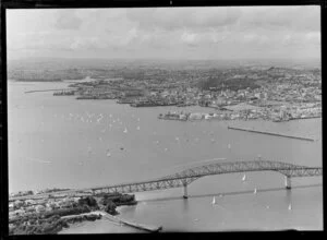 Auckland city wharves and harbour bridge