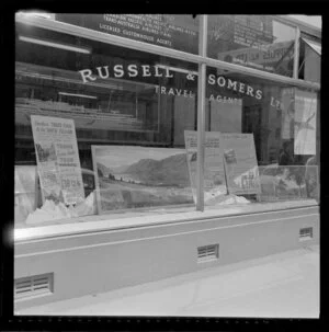 Window display for Russell & Somers Ltd, travel agents