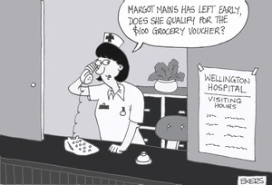 "Margot Mains has left early, does she qualify for the $100 grocery voucher?" 6 December, 2007.