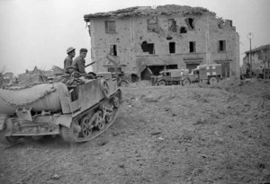 New Zealand transport approaching the devastated Italian village of Sesto Imolese