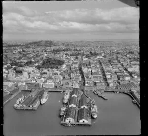 Auckland wharf, looking towards Mount Eden