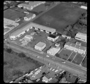 Petrol station and Otahuhu Primary School, Great South Road, Otahuhu, Auckland