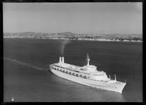 The passenger ship Canberra on Waitemata Harbour, Auckland