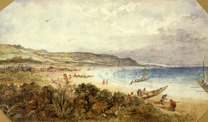 [Brees, Samuel Charles], 1810-1865 :[Maori pa, Palliser Bay and cape. 1844?]