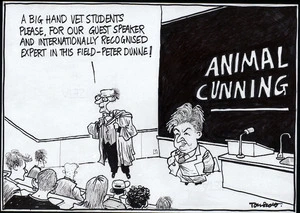 Animal cunning. "A big hand vet students please, for our guest speaker and internationally-recognised expert in this field - Peter Dunne." 28 October, 2005.