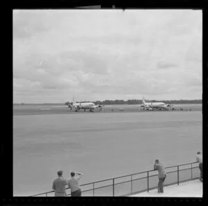 Two Illyushin 18 planes at Christchurch Airport