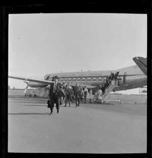New Zealand National Airways Corporation plane at Christchurch Airport
