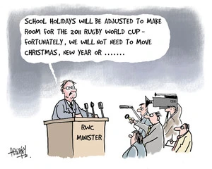 "School holidays will be adjusted to make room for the 20th Rugby World Cup. Fortunately we will not need to move Christmas, New Year or..." 26 July, 2007