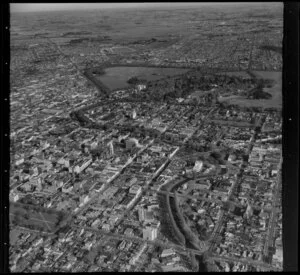 Christchurch city, showing Avon River